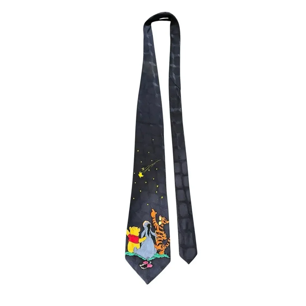 Disney Winnie The Pooh Tigger Eeyore Shooting Star Cartoon Necktie Silk